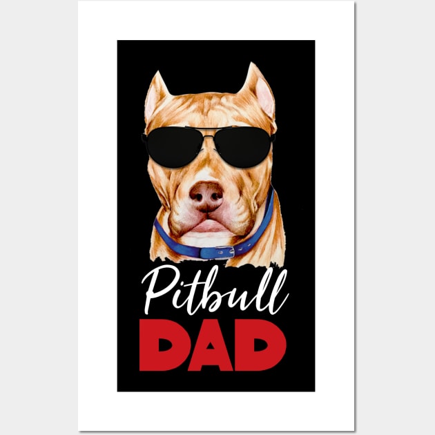 Pitbull Dad Wall Art by Sunset beach lover